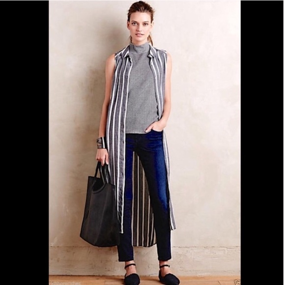 ANTHROPOLOGIE - Holding Horses Grey Stripe Vest/Dress, 2 - Picture 3 of 7